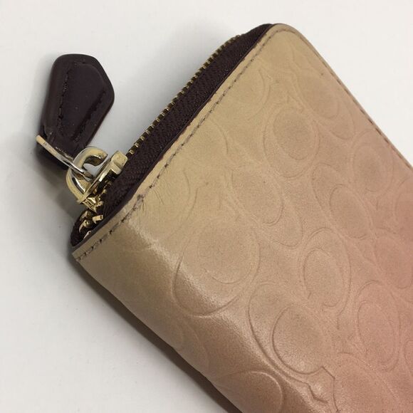 Coach Pink Ombré Signature Leather Accordion Zip Around Long Wallet - Picture 7 of 16